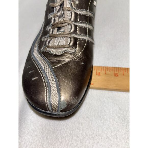 6M CLARKS Wave Walk Pewter Leather Shoes Lace Up Metallic Comfort 87822 Womens - Picture 12 of 13
